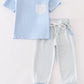 Blue gingham boy pants set