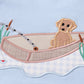 Blue fishing puppy applique boy pants set