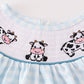 Blue gingham cow embroidery smocked baby set