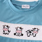 Blue gingham cow embroidery smocked boy set