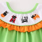 Green halloween cat embroidery girl set