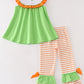 Green halloween cat embroidery girl set