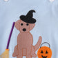 Blue halloween witch dog embroidery boy bubble