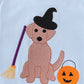 Blue halloween witch dog embroidery baby boy set