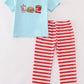 Red stripe chick fil a embroidery boy pants set