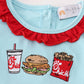 Red stripe chick fil a embroidery dress