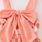 Pumpkin floral print bow girl jumpsuit