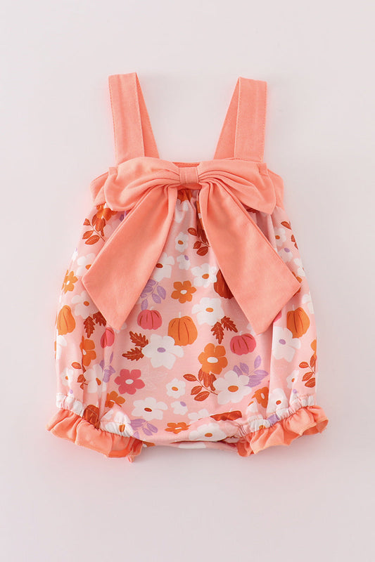 Pumpkin floral print bow girl bubble