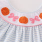 Blue stripe pumpkin french knot girl set