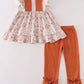 Brown floral ruffle girl set