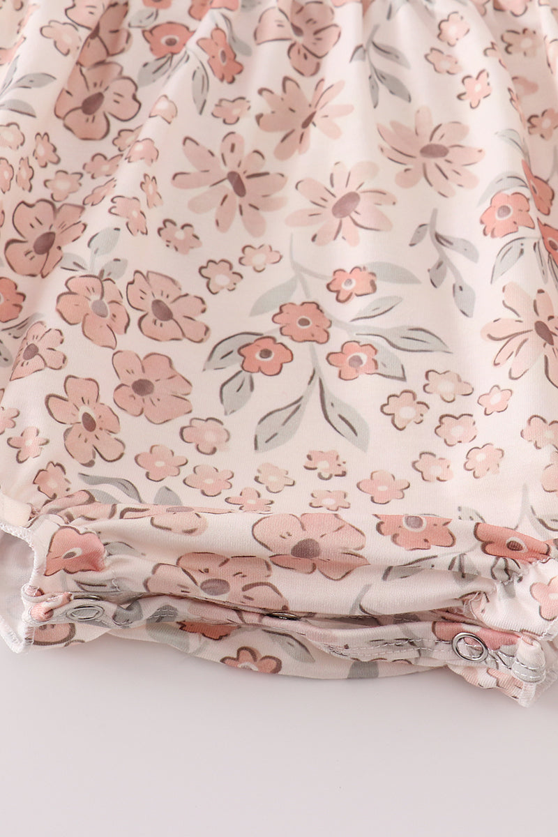 Brown floral ruffle girl bubble