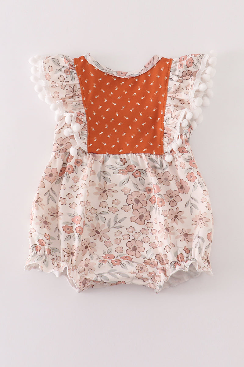 Brown floral ruffle girl bubble