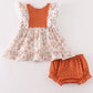 Brown floral ruffle baby girl set