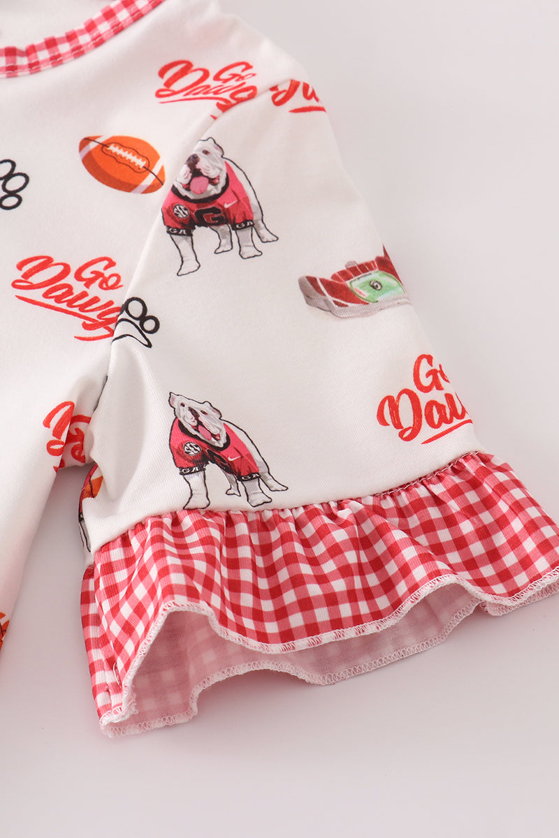 Go Dawgs print girl pajamas set