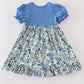 Blue floral print girl dress