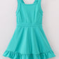 Green active sporty ruffle tennis dress