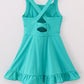 Green active sporty ruffle tennis dress