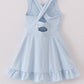 Blue active sporty ruffle tennis dress