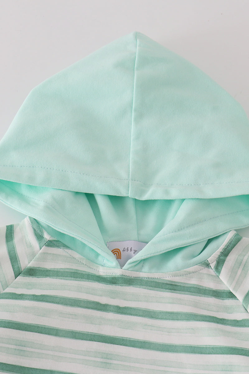 Green stripe boy hoodie set