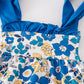 Blue floral print ruffle baby bloomers set