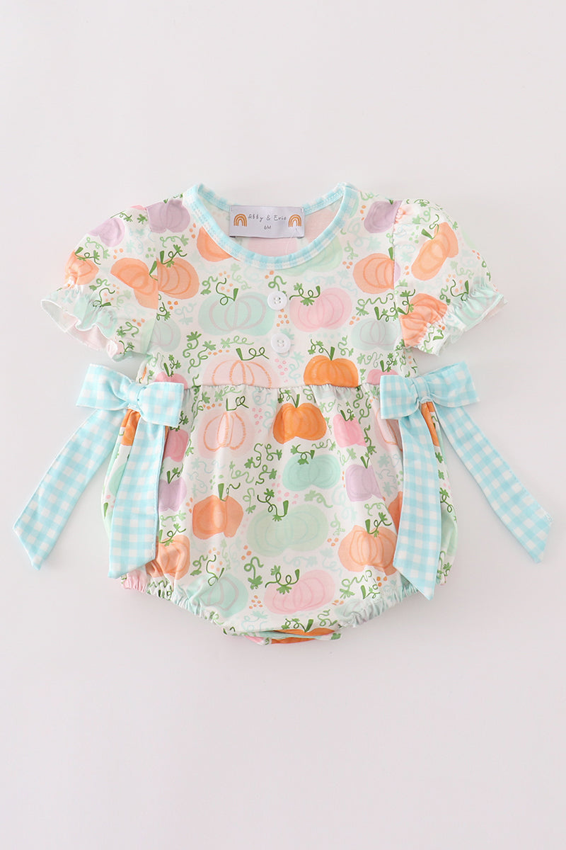 Pumpkin print ruffle girl bubble