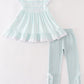 Blue stripe ruffle girl set