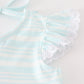 Blue stripe ruffle girl set