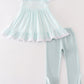 Blue stripe ruffle girl set