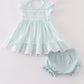 Blue stripe ruffle baby bloomer set