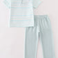 Blue stripe ruffle boy pants set