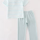 Blue stripe ruffle boy pants set