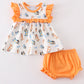 Orange character ruffle baby girl set