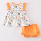 Orange character ruffle baby girl set