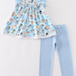 Blue character girl ruffle pants set