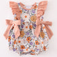 Coral floral print ruffle girl bubble