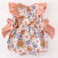 Coral floral print ruffle girl bubble