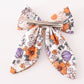 Coral floral print hair sailor bow