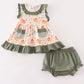 Green pumpkin ruffle baby set