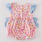 Pink character print ruffle girl bubble