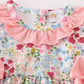 Pink floral print ruffle bubble