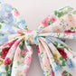 Pink floral print sailor hair bow