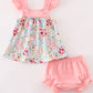 Pink floral print baby set