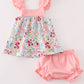 Pink floral print baby set