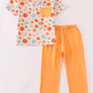 Orange pumpkin print boy set