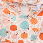 Orange pumpkin print ruffle bloomer set