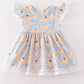 Pumpkin print ruffle girl bubble