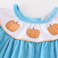 Blue velvet pumpkin embroidery girl set