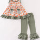 Green pumpkin ruffle girl set