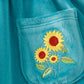 Blue velvet sunflowers embroidery girl set