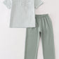 Green gingham boy set